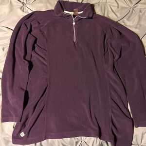 Butter Fleece Mock Neck Shell Button Super Soft Warm Pullover Purple Sweater XL